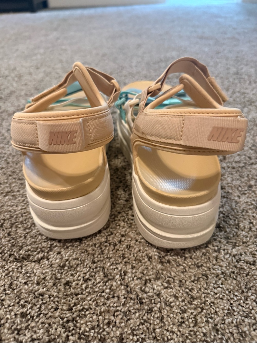 Nike Women's Multi-Color Beige and Aqua Strap Sandals - Picture 4 of 8